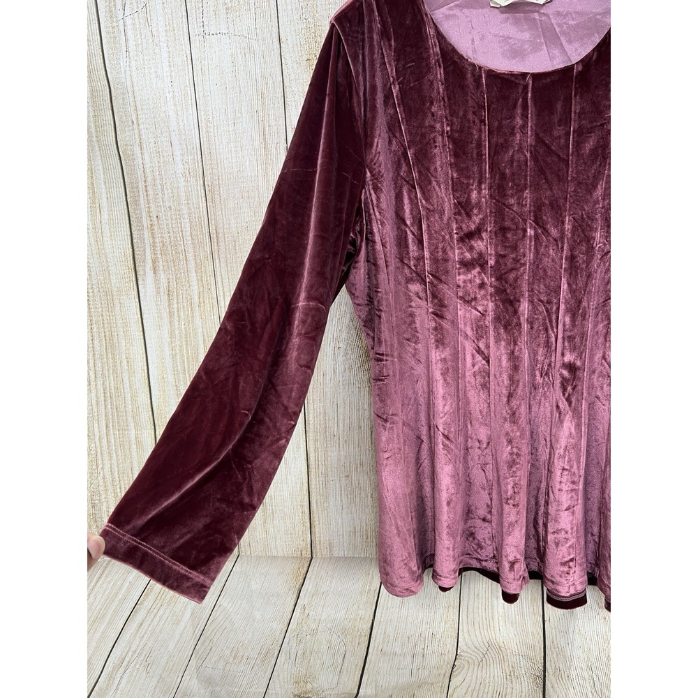 Soft Surroundings Bella Rosa Velvet Tunic Top XL Mauve Pink Romantic Holiday - Picture 3 of 5